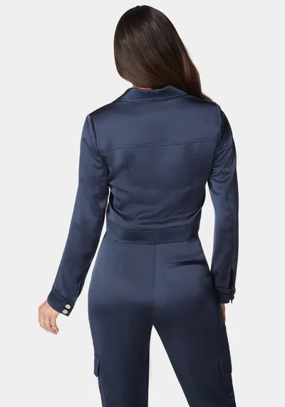 Bebe Stud Detail Tailored Satin Blazer In Navy