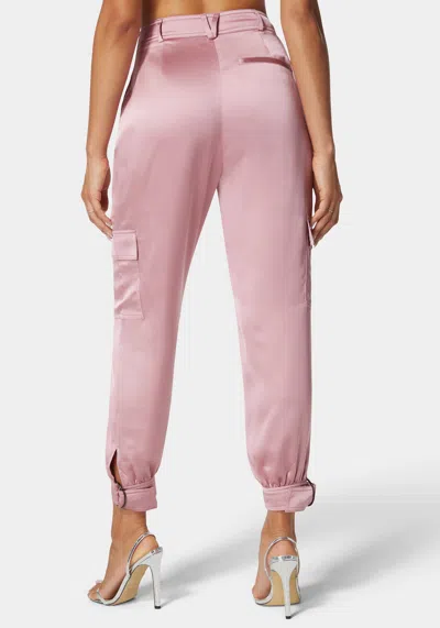 Bebe Natural Waist Stud Detail Satin Jogger Pant In Lilas