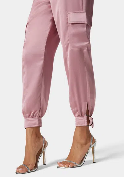 Bebe Natural Waist Stud Detail Satin Jogger Pant In Lilas