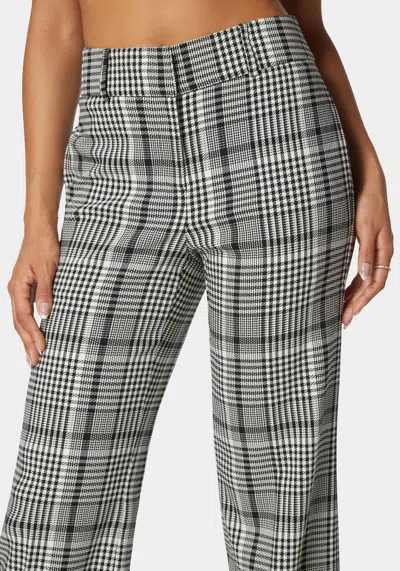 Bebe High Waist Belted Novelty Wide Leg Pant In Black,white Alyssum