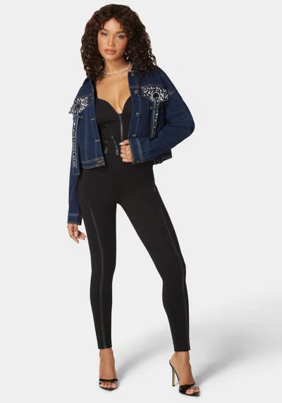 Bebe High Waist Vegan Leather Details Pdr Legging In Black