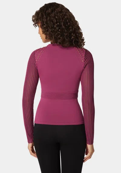 Bebe Stud Detail Shadow Stripe Sweater Top In Purple Potion
