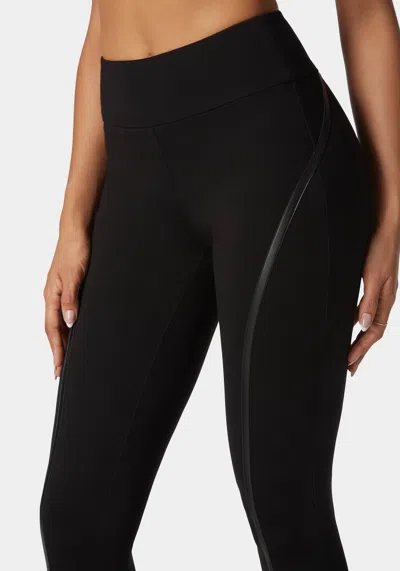 Bebe High Waist Vegan Leather Details Pdr Legging In Black