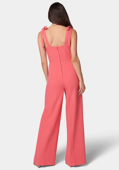 Bebe Self Tie Strap Corset Wide Leg Jumpsuit In Pink Rose