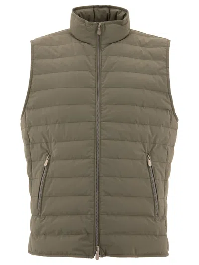 Shop Brunello Cucinelli Bonded Taffeta Lightweight Down Vest Jackets Green