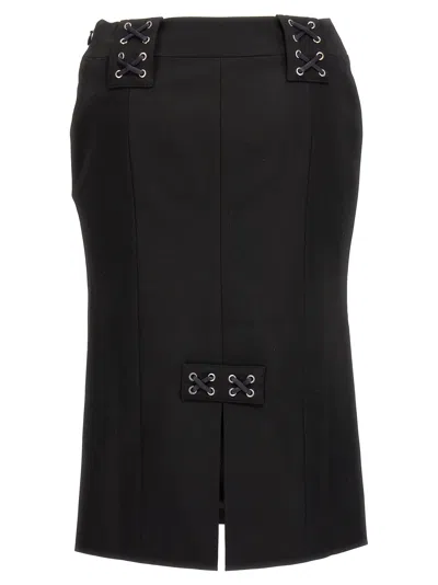 Alessandra Rich Lace-up Skirt With Fitted Silhouette And Slits