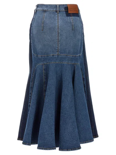 Alexander Mcqueen Washed Denim Midi Skirt