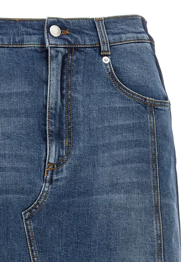 Alexander Mcqueen Washed Denim Midi Skirt