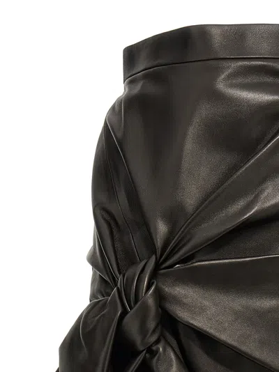 Alexander Mcqueen Bow-detailed Asymmetric Leather Skirt