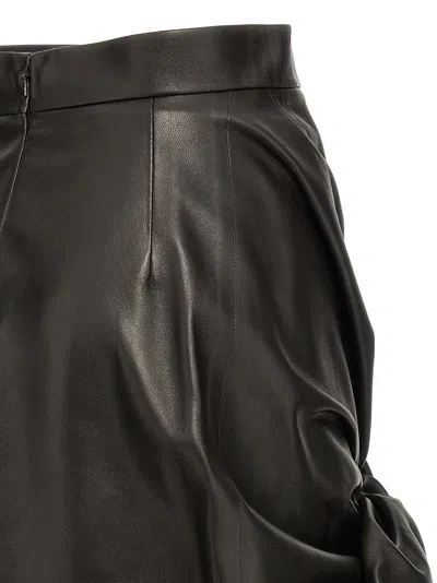 Alexander Mcqueen Bow-detailed Asymmetric Leather Skirt
