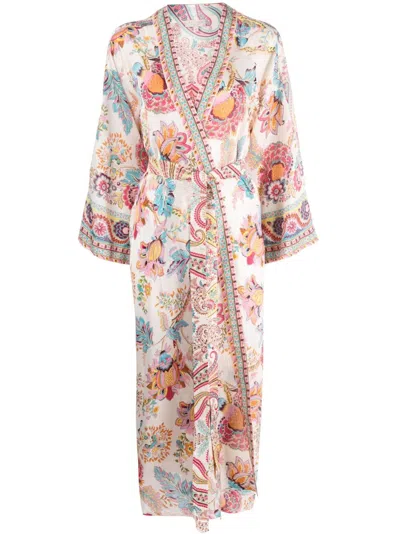 Shop Anjuna Printed Satin Belted Kimono