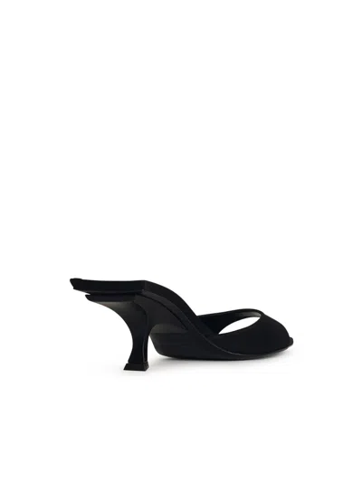 Shop Attico 'bes' Black Satin Sandals