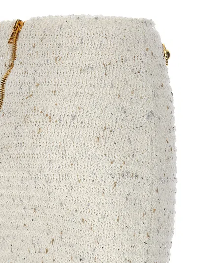 Balmain Tweed Skirt With Fringed Hem And Gold-tone Buttons
