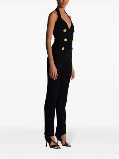 Shop Balmain Buttoned Long Jumpsuit