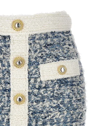 Balmain Frayed Button-embellished Tweed Mini Skirt