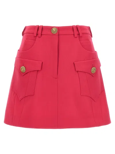 Balmain High-waisted Mini Skirt Logo Buttons