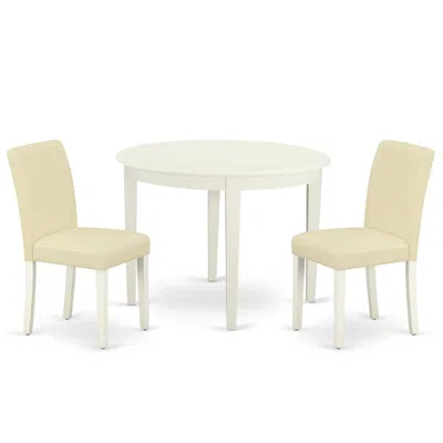 East West Furniture Dining Room Set Linen White, Boab3-lwh-64