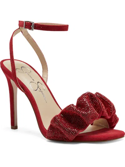 Jessica Simpson Owina Womens Ruffled Rhinestone Dress Sandals In Multi