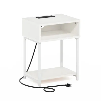 FURINNO MORETTI USB AND TYPE-C CHARGING PORT OPEN STORAGE SIDE TABLE WITH METAL FRAME 