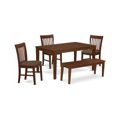 East West Furniture Cano5c-mah-c 5 Pc Dining Room Set-dining Table And 4 Dining Chairs