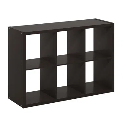 Furinno Cubicle Open Back Decorative Cube Storage Organizer, 6-cube, Dark Oak