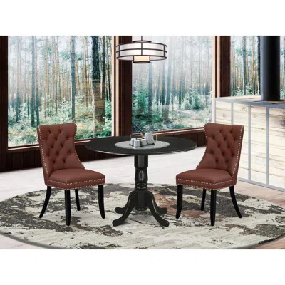 East West Furniture 3 Piece Dining Room Furniture Set