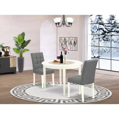 East West Furniture 3 Piece Dinner Table Set Contain A Wooden Table