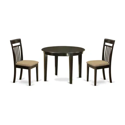 East West Furniture Boca3-cap-c 3 Pc Kitchen Nook Dining Set-round Table And 2 Dining Chairs