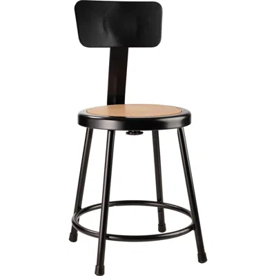 National Public Seating Nps 18"heavy Duty Steel Stool With Backrest, Black
