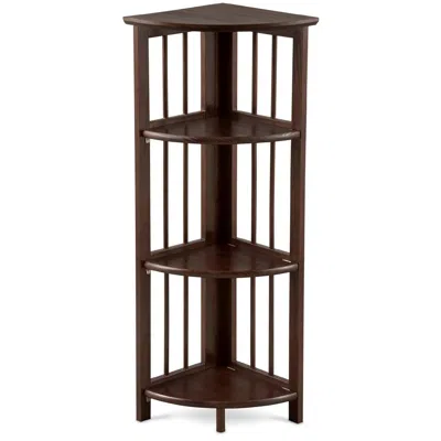 Casual Home 4-shelf Corner Folding Bookcase - Truffle Brown