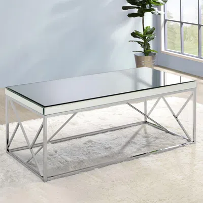 Steve Silver Evelyn Mirror Top Cocktail Table - Chrome