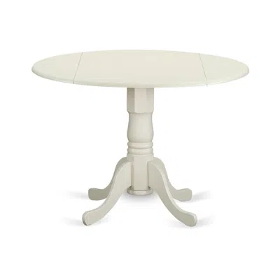 East West Furniture 3 Piece Dining Set Consists Of A Round Kitchen Table With Dropleaf