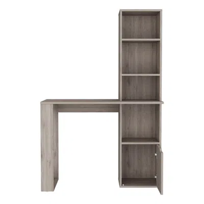 Depot E-shop Ripley Writing Desk With Bookcase And Cabinet, Light Gray
