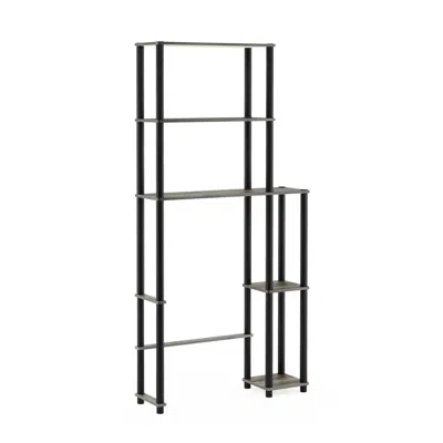 Furinno Turn-n-tube Toilet Space Saver With 5 Shelves, French Oak Grey/black, 17050/gyw/bk