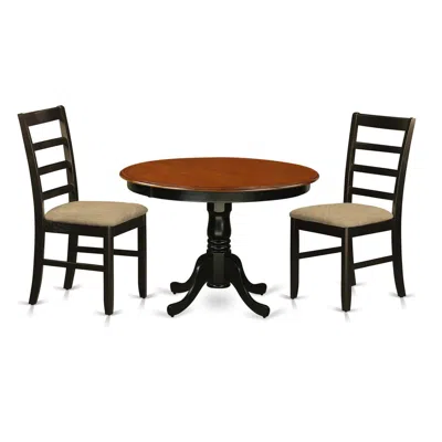 East West Furniture Hlpf3-bch-c 3 Pc Set With A Dining Table And 2 Dinette Chairs In Black And Cherry