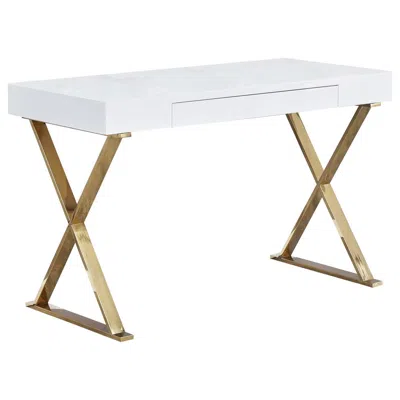 Best Master Furniture Best Master Modern Stainless Steel Frame Computer Desk - Gold High Gloss