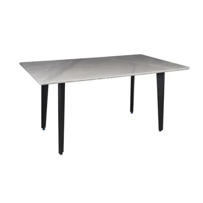 Creative Images Dining Table With Sintered Stone Top And Metal Black Legs