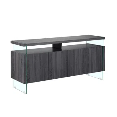 Best Quality Furniture Walnut Wrapped Server With Glass Legs