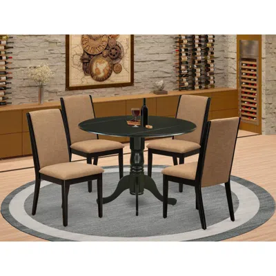 East West Furniture Dining Room Set Black, Dlla5-blk-47