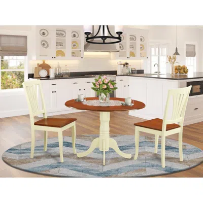 East West Furniture 3 Pc Round Table Set-dining Table And 2 Kitchen Chairs