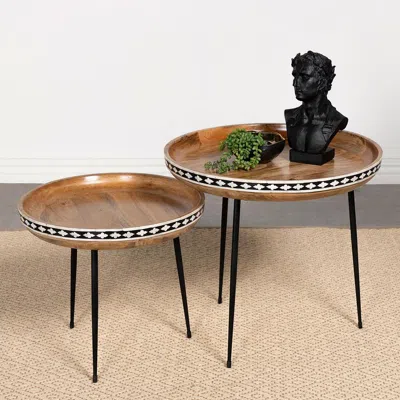 Coaster Ollie 2-piece Round Nesting Table Natural And Black