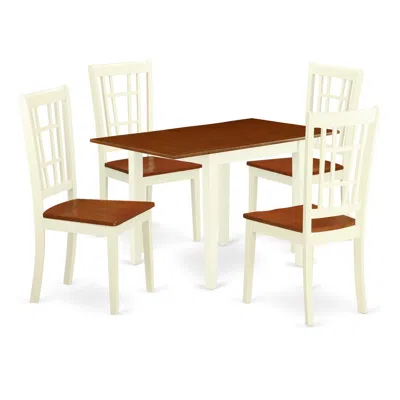 East West Furniture Dining Room Set Buttermilk & Cherry, Ndni5-whi-w