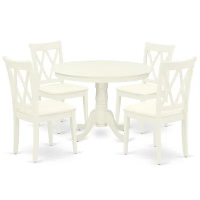 East West Furniture Dining Room Set Linen White, Hlcl5-lwh-c