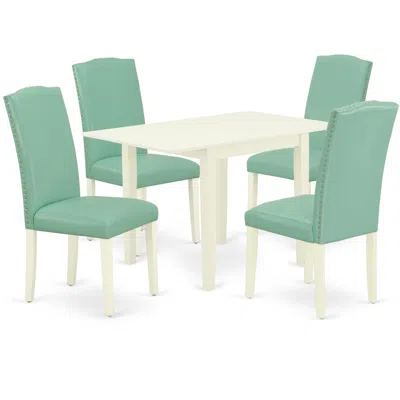 East West Furniture Dining Room Set Linen White, Nden5-lwh-57