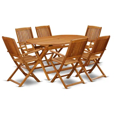 East West Furniture Wooden Patio Set Natural Oil, Dicm72cana