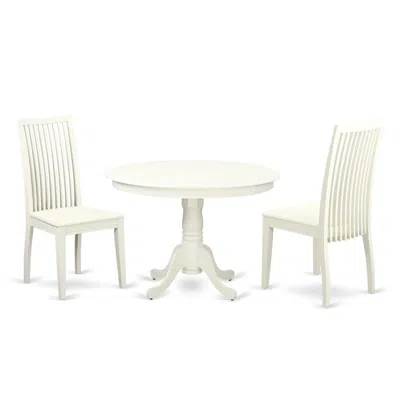 East West Furniture Dining Room Set Linen White, Hlip3-lwh-w