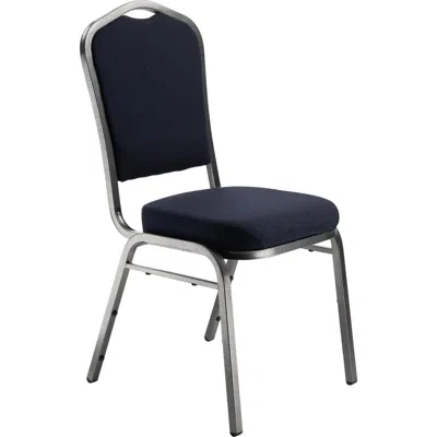 National Public Seating Nps 9300 Series Deluxe Fabric Upholstered Stack Chair, Midnight Blue Seat/silvervein Frame