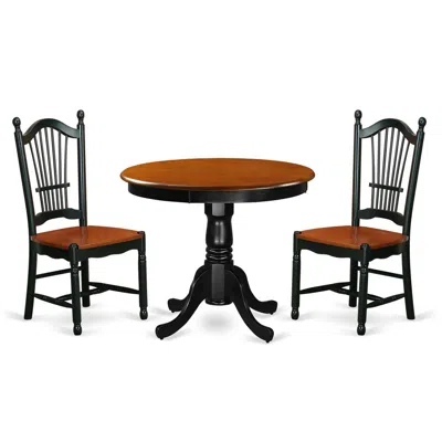 East West Furniture Dining Room Set Black & Cherry, Ando3-bch-w
