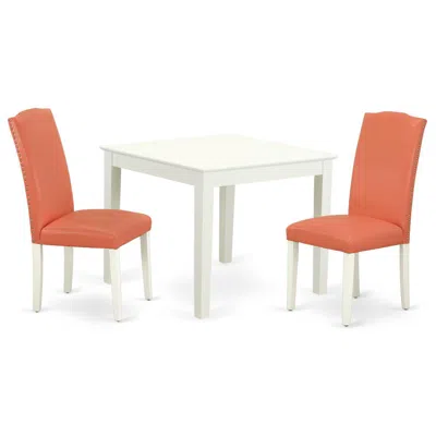 East West Furniture Dining Room Set Linen White, Oxen3-lwh-78
