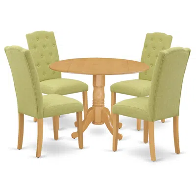 East West Furniture Dining Room Set Oak, Ance5-oak-07